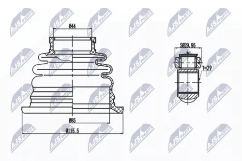 Homokineet reparatie set, aandrijfas