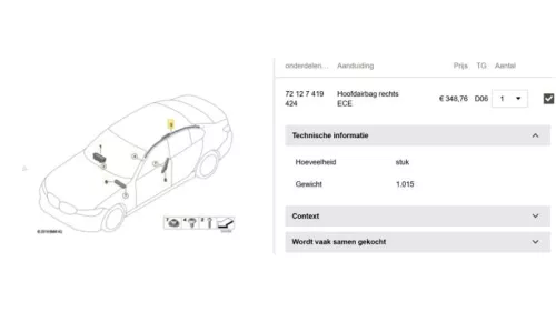 Airbag hemel rechts- Airbag hemel rechts-