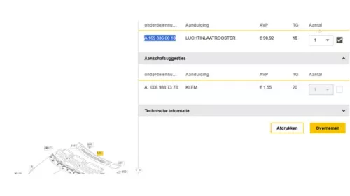 Luchtrooster motorkap midden-
